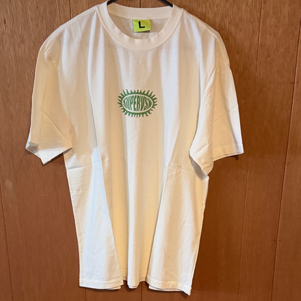 Supervsn Corn Row White Tee with Green Logo